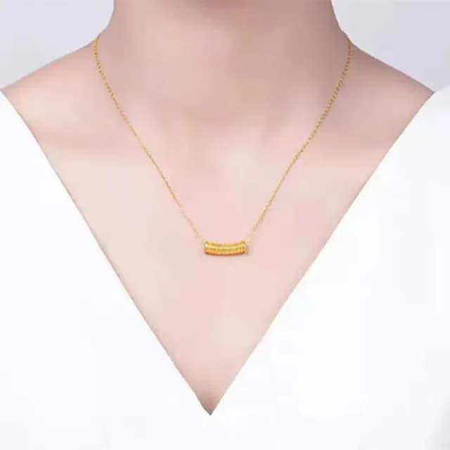 【Penny珮妮】黃金999 百福彎管 吊墜項鍊(母親節 情人節 生日禮物 交換禮物 送女友 尾牙 新年 結婚)