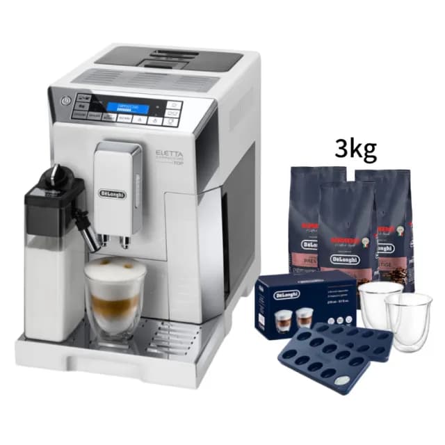 【Delonghi】官方直營 ECAM 45.760.W 全自動義式咖啡機(+咖啡豆配件套組)