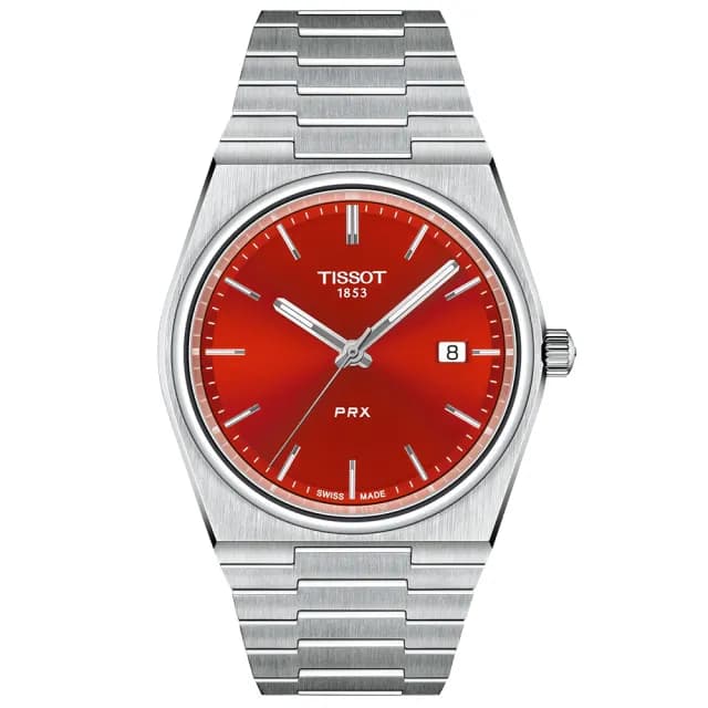 【TISSOT 天梭】T137.410.11.421.00 PRX 潮流紅面 40 mm 石英錶 手錶 送禮 推薦(T1374101142100)