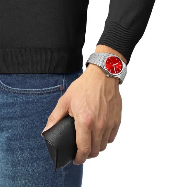 【TISSOT 天梭】T137.410.11.421.00 PRX 潮流紅面 40 mm 石英錶 手錶 送禮 推薦(T1374101142100)