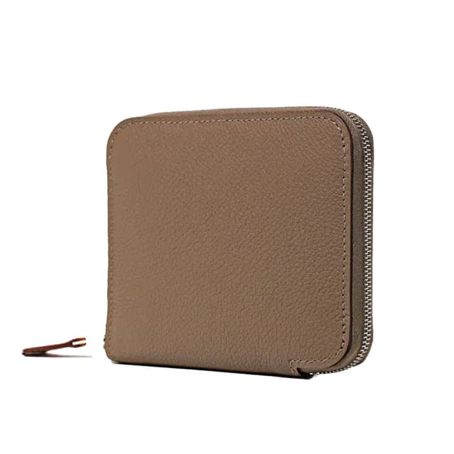 【Hermes 愛馬仕】Silk In Compact EPSOM絲巾內裡拉鍊錢包/短夾(大象灰)