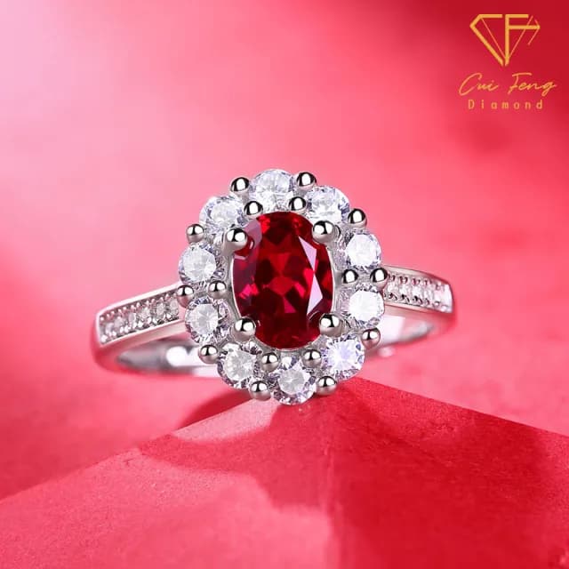 【CF鑽飾】女戒 培育紅寶石《赤心》雙11限定情人節(1克拉 鑽戒 戒指 禮物 生日)