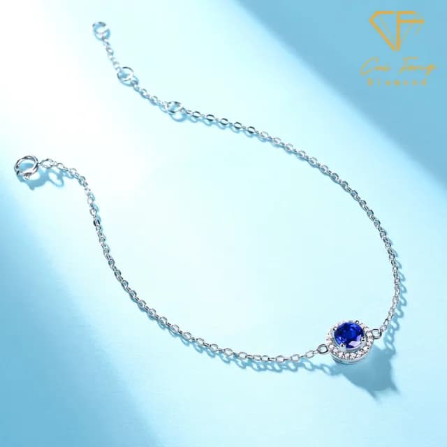 【CF鑽飾】手鍊 培育藍寶石《蔚藍》雙11限定情人節(50分 禮物 生日)