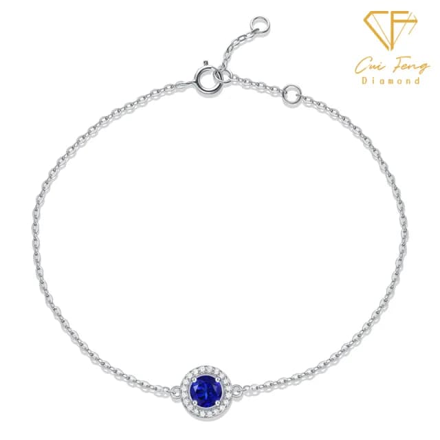 【CF鑽飾】手鍊 培育藍寶石《蔚藍》雙11限定情人節(50分 禮物 生日)