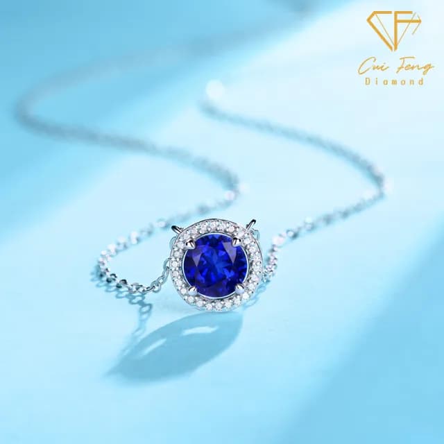 【CF鑽飾】項鍊 培育藍寶石《蔚藍》雙11限定情人節(1克拉 項墜 禮物 生日)