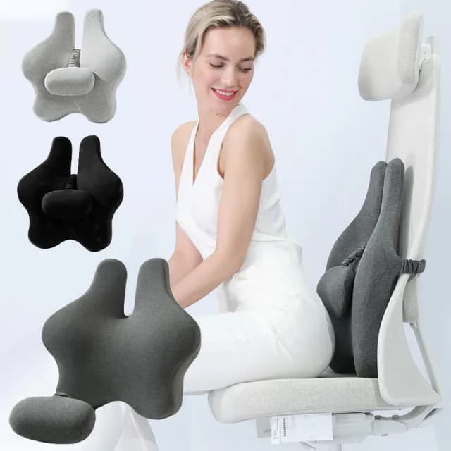 【YOLU】人體工學護背可調節記憶棉腰靠墊 辦公室孕婦座椅護腰墊 靠腰墊(椅背墊/上班族/開學必備 交換禮物)