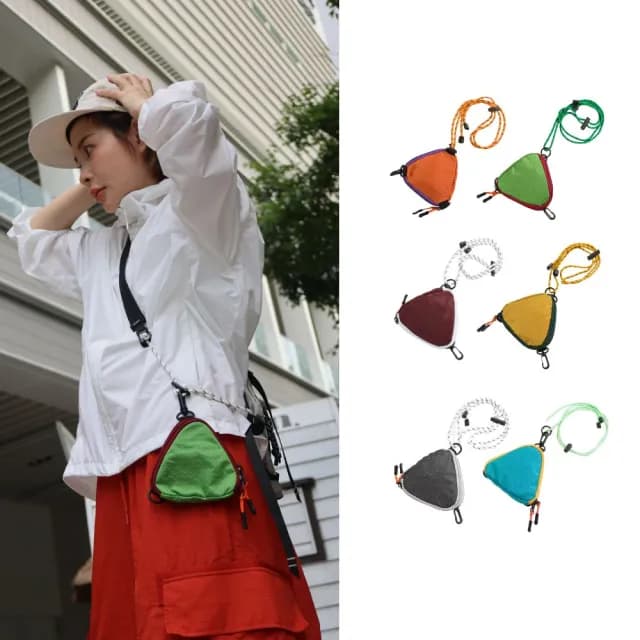 【YUJI 優集】潮流三角耳機包(輕巧百搭可掛式收納小包 零錢包 掛件 鑰匙包)