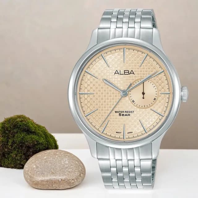 【ALBA】Prestige 滑動式秒針編織紋手錶-41mm 禮物 送禮 推薦(A5B009X1/VH65-X001P)