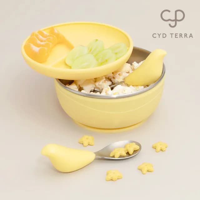 【CYD TERRA 官方直營】PICABOO布咔寶學習餐具組（寶寶餐具/不銹鋼叉匙/不鏽鋼碗）(彌月禮盒)