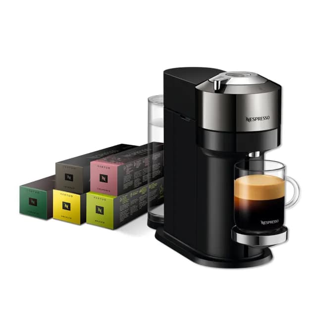 【Nespresso】臻選厚萃Vertuo Next尊爵款膠囊咖啡機_奢華銀 義式 送禮 入厝(晨間美式50顆組)