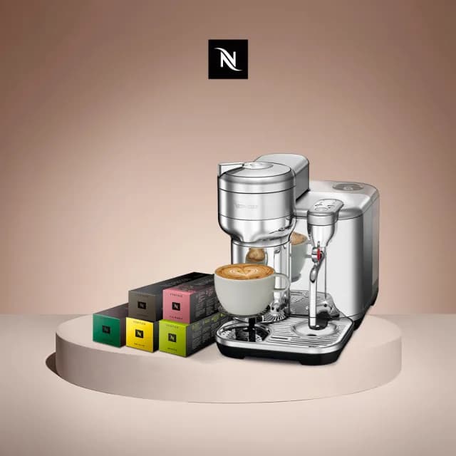 【Nespresso】臻選厚萃Vertuo Creatista膠囊咖啡機_不鏽鋼金屬色 全自動 入厝 奶泡機(晨間美式50顆組)