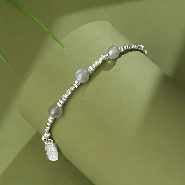 【LEEHER】雙11 手鍊女/招財納福/月光石/S925/飾品/手鍊/純銀手鍊/禮物