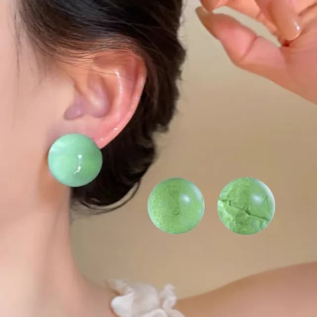 【夏日冰透】星空藍綠球耳釘1對(耳環 耳飾 飾品 裝飾 誇張 細閃 兒童 學生 禮物)