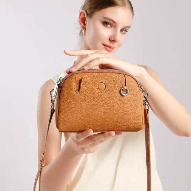 【Paiya 派亞】新款時尚迷你零錢包媽媽包頭層牛皮單肩百搭斜挎女包(達克公爵同款)