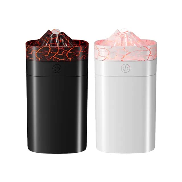 【Homeco】智能靜音小型加濕器 USB夜燈加濕器 臥室加濕機 納米霧化水氧機 空氣清淨機 仿真火山裂紋款 400ml