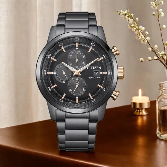 【CITIZEN 星辰】七夕情人節推薦款 光動能三眼計時手錶 禮物 送禮 推薦(CA0746-85E)