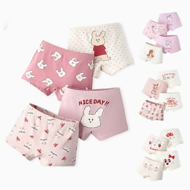 【橘魔法】（4件一組） 可愛萌寵卡通透氣內褲(居家 四角褲 平角內褲 大童 童裝 兒童 女童)