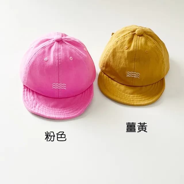【橘魔法】簡約3線條波浪刺繡鴨舌帽(帽子 遮陽帽 防曬帽 男童 女童 中性款 兒童 童裝)