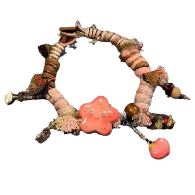 【平平安安】桃花手工編織手鍊(手飾 手環 手鍊 手串 時尚 可愛 愛情 姻緣)