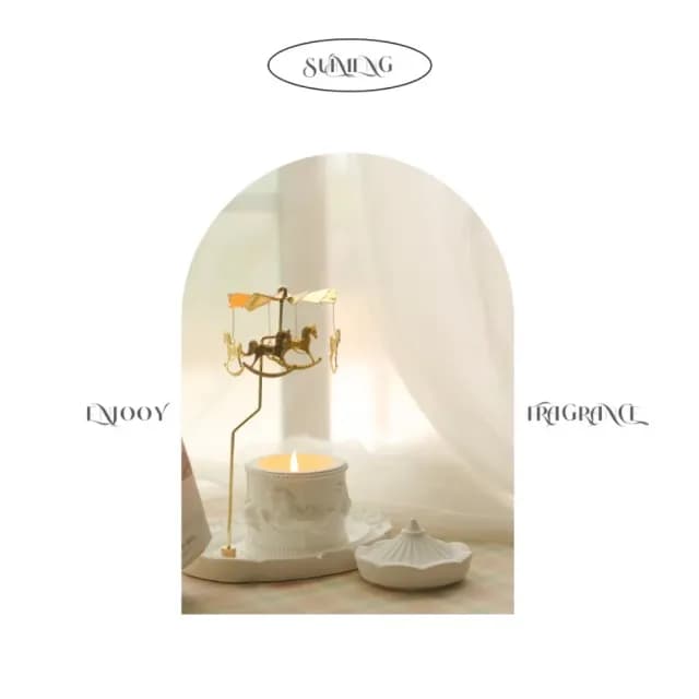 【質感居家】旋轉木馬香薰蠟燭套裝(烏木香 木質香調 送禮 禮物 閨蜜 交換禮物 香氛 香氣 室內)