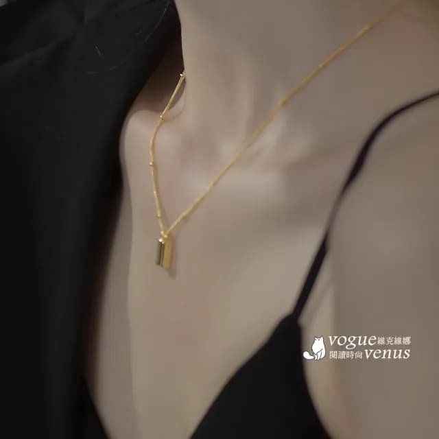 【維克維娜】小金條珠鍊Y字項鍊925純銀項鍊