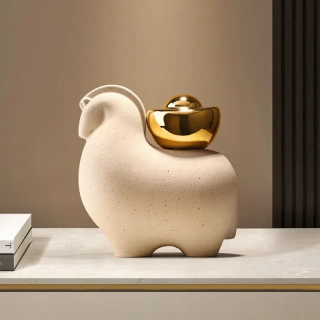 【巨匠】風水擺件 新中式馬上有錢擺件 高約15CM 鎮宅風水擺飾 開業喬遷禮物(風水擺件)