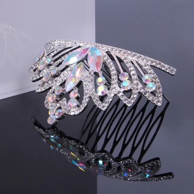 【橘魔法】菱形炫彩水鑽公主皇冠髮插(銀色 飾品 髮飾 女童 童裝 花童 禮服 畢業典禮)