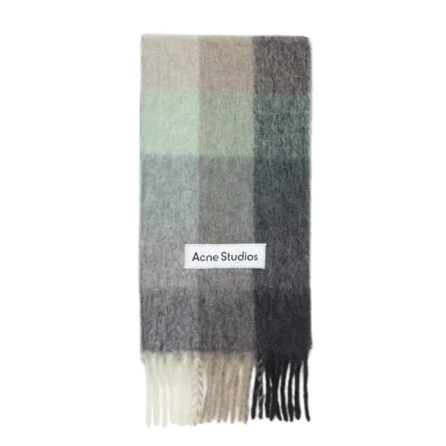 【Acne Studios】Mohair Checked 馬海毛格紋 圍巾 綠/灰/黑色 CA0084.BO9