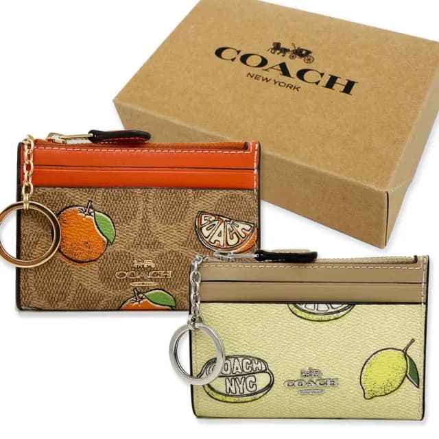 【COACH】水果印花悠遊卡夾鑰匙零錢包附原廠禮盒(多款選一)