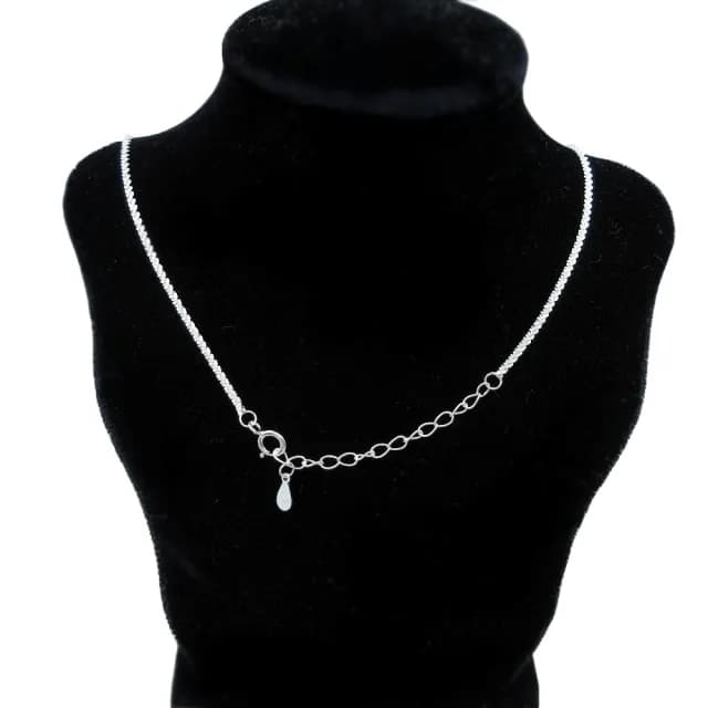 【海洋盒子】40+5cm/45+5cm。1.5mm寬閃亮銀白雪花鍊925純銀項鍊.單鍊子(可單戴或加吊墜.女用短鍊)