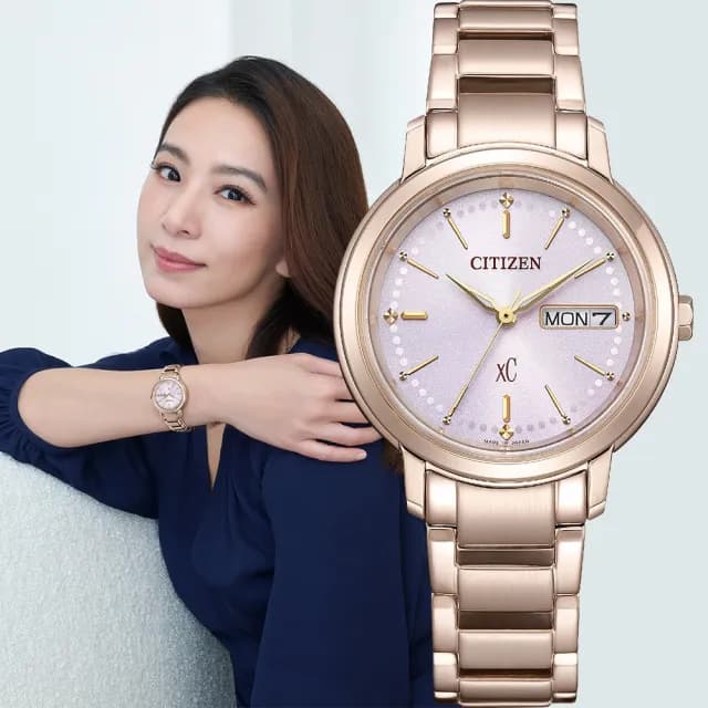 【CITIZEN 星辰】Hebe田馥甄廣告款 XC 七夕情人節推薦 光動能大三針女錶 手錶 畢業 禮物(EW2426-54X)
