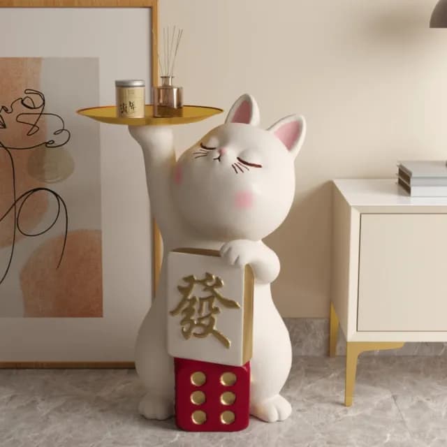 【巨匠】招財貓落地擺件 客廳茶几擺件 大型迎賓擺件 新店開業禮物 喬遷新居裝飾品(40*92CM招財貓擺件)