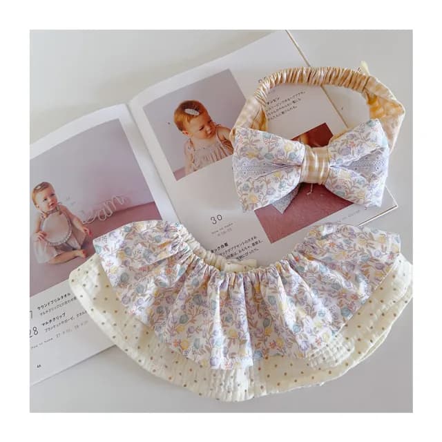 【Lianne baby】豐碩果實女寶嬰兒禮盒圍兜髮帶(滿月禮 收涎禮物 週歲禮 彌月禮盒)