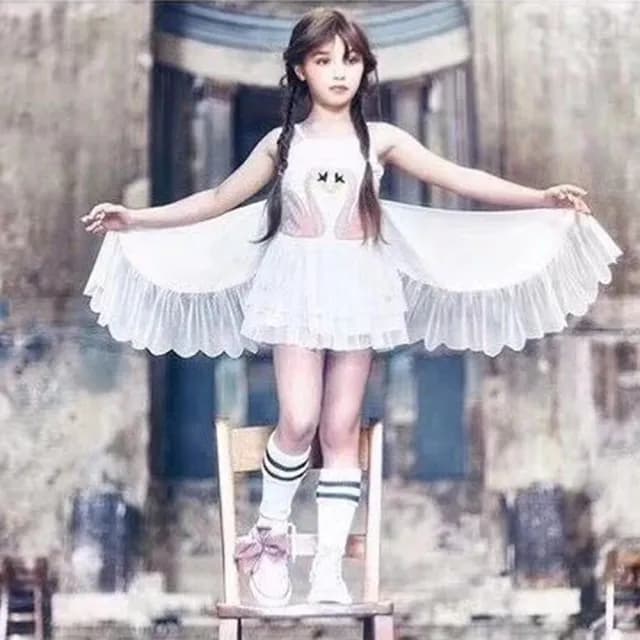 【橘魔法】萬聖節 服裝 角色扮演服裝 天鵝翅膀澎澎裙(紗裙 造型服 表演服 攝影 角色扮演 女童 兒童 童裝)