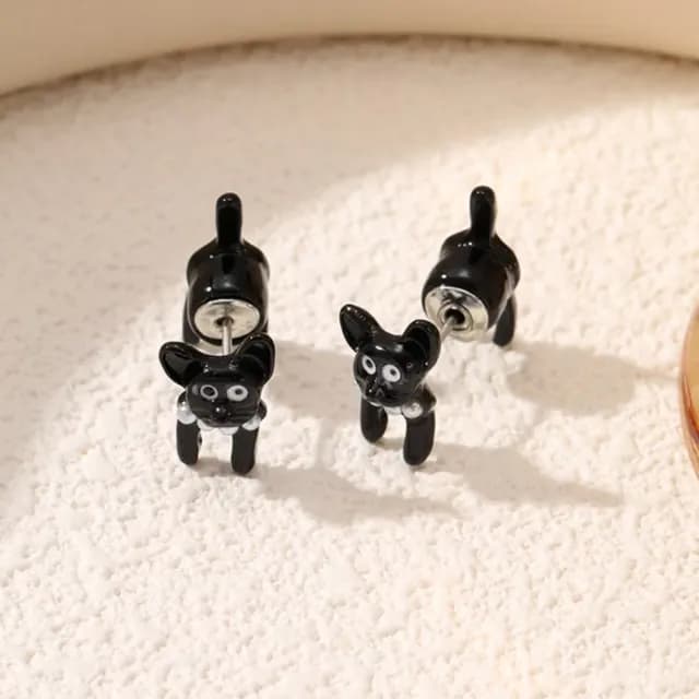 【立體耳飾】可愛黑貓耳環2套組(可拆式 兒童 卡通 耳墜 飾品 耳針 耳釘 首飾 耳環 配件 禮物)