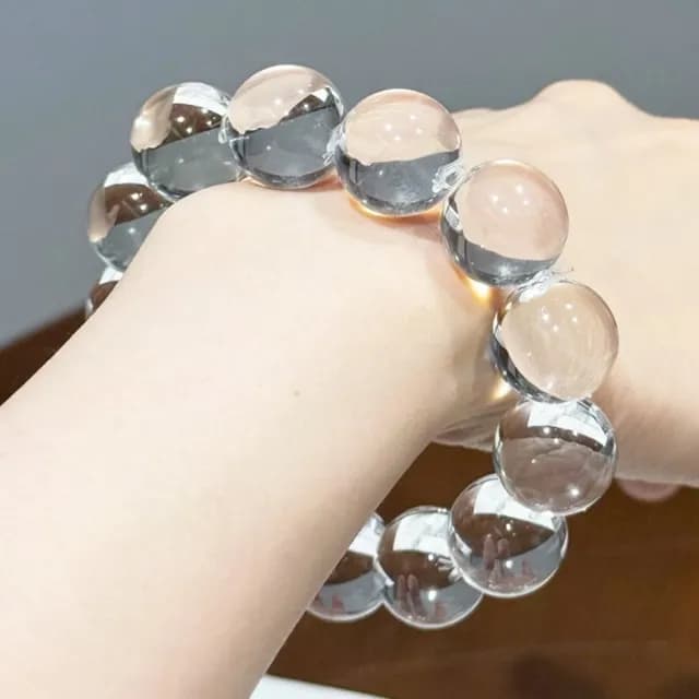 【純淨無瑕】純淨白水晶串珠手串10mm(天然 冰透 顯白 高級 手珠 手鍊 手環 飾品 配件)