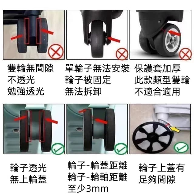 【思の選】新款升級版加厚行李箱輪子保護套輪子修復套(拉桿箱腳輪靜音通用型)