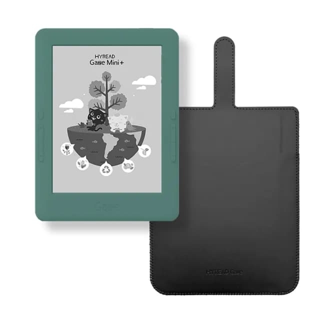 【HyRead】 收納保護套優惠組 Gaze Mini+ 6吋閱讀器 (石墨綠)+霧黑收納保護套