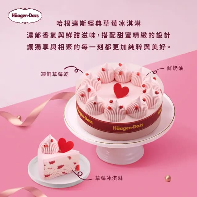 【哈根達斯_官方直營】五吋戀戀草莓冰淇淋蛋糕(新品上市 貼心宅配送到家 生日蛋糕)
