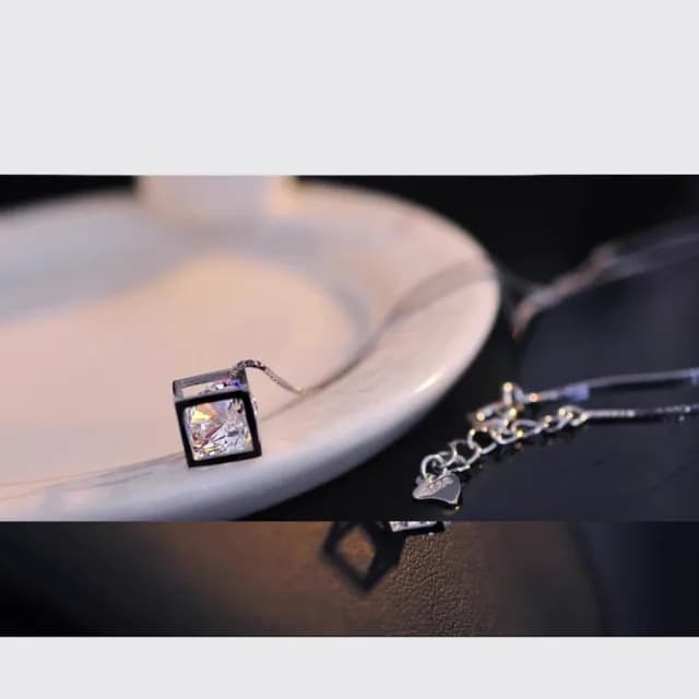 【珀緹雅】愛情魔方 925銀項鍊(925純銀 愛情魔方 鑽飾 時尚 鎖骨鍊 頸鍊)