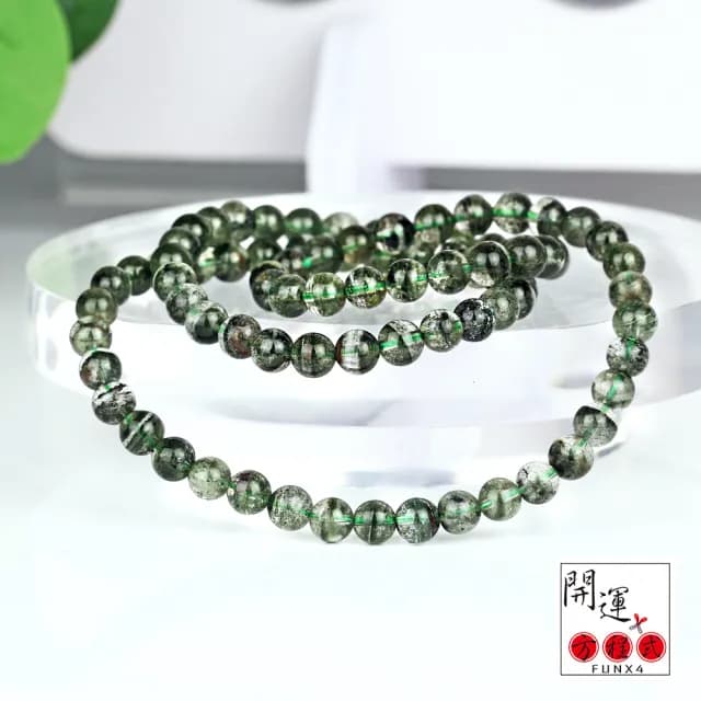 【開運方程式】綠幽靈手珠三圈手鍊6.8mm(千層聚寶盆財神鬼佬水晶G468款)