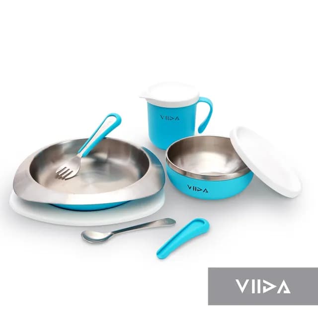 【VIIDA官方直營】Souffle 抗菌不鏽鋼餐具組(兒童餐具 抗菌不鏽鋼 寶寶餐具 學習餐具)