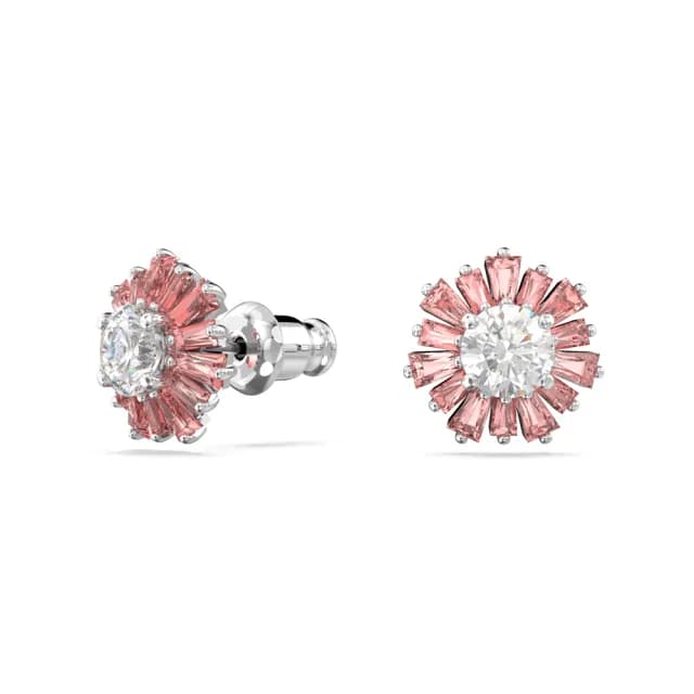 【SWAROVSKI 施華洛世奇】Idyllia 耳釘 穿孔耳環 混合式切割 太陽 粉紅色 鍍白金色(線上限定款)