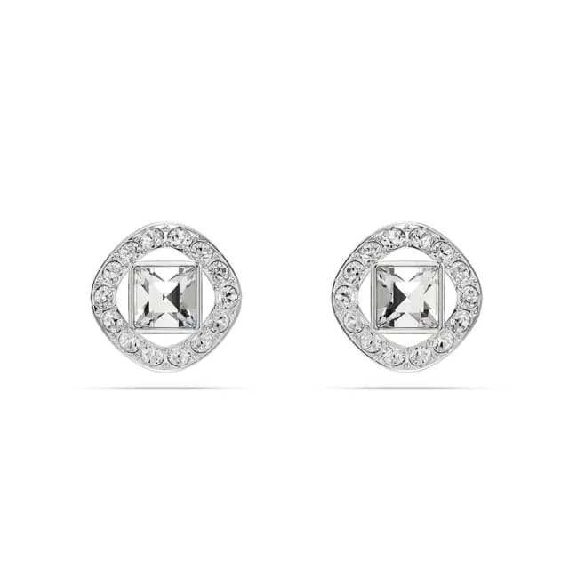【SWAROVSKI 施華洛世奇】Una Angelic 耳釘 穿孔耳環 方形切割 白色 鍍白金色(線上限定款)