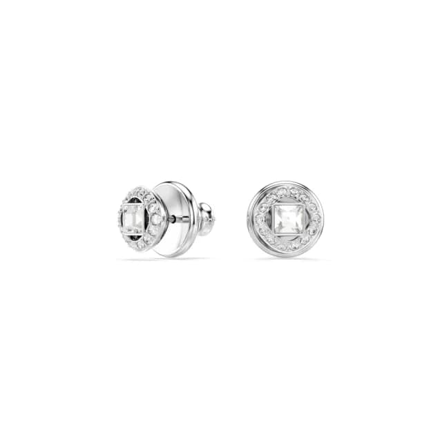 【SWAROVSKI 施華洛世奇】Una Angelic 耳釘 穿孔耳環 方形切割 白色 鍍白金色(線上限定款)