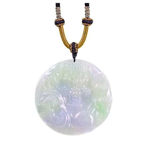 【開運方程式】翡翠A貨飄花帶紫龍牌吊墜項鍊(和闐玉l手珠l手鍊l翡翠FA816)