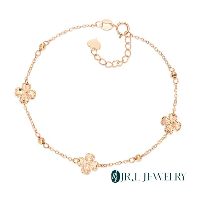 【JR.L金瑞利珠寶】雙11 18K玫瑰金 花語四葉草K金手鍊(18K玫瑰金手鍊)