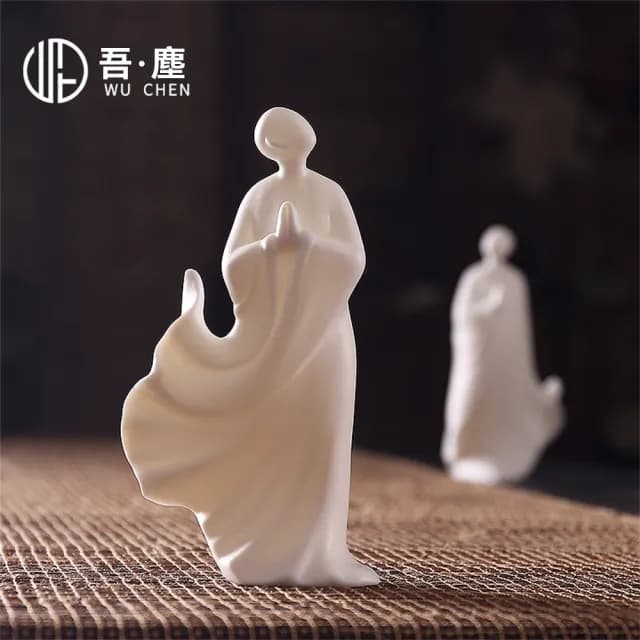 【新川】白瓷無相佛 桌面擺件 中式禪意陶瓷擺件(裝飾品 風水擺件 無相佛)