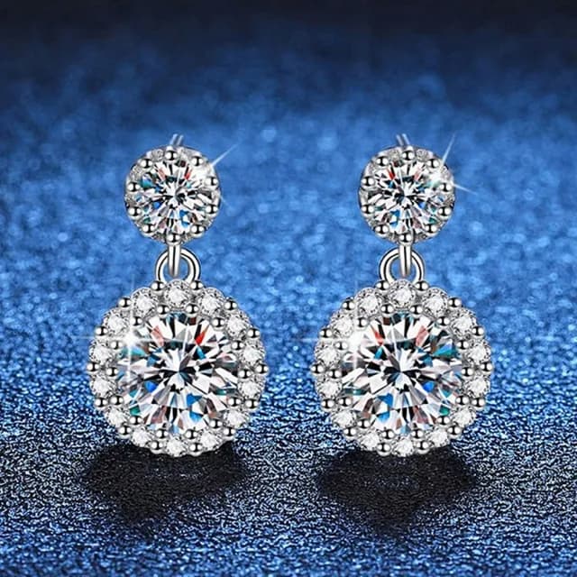 【巴黎精品】現貨+預購 頂級莫桑鑽石耳環925純銀耳環女耳針銀飾情人節禮物(2克拉簡約圓包女飾品2色a1kv2)