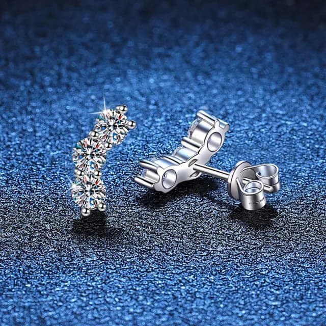 【巴黎精品】現貨+預購 頂級莫桑鑽石耳環925純銀耳環女耳針銀飾情人節禮物(1.2克拉微笑簡約女飾品2色a1kv3)